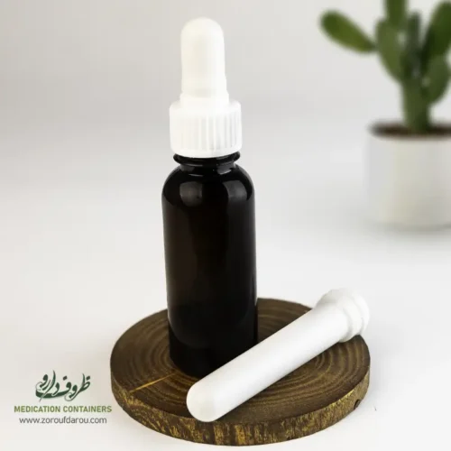 بطری-پلاستیکی-پت-30-سی-سی-گرد-دهانه-18-قهوه-ای-میله-قطره-چکان بطری پلاستیکی پت 30 سی سی گرد دهانه 18 قهوه ای درب میله قطره ای مناسب برای مواد مایع