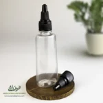 بطری پلاستیکی پت 60 سی سی آلفا دهانه 18 شفاف درب تتویی برای مواد مایع تتو