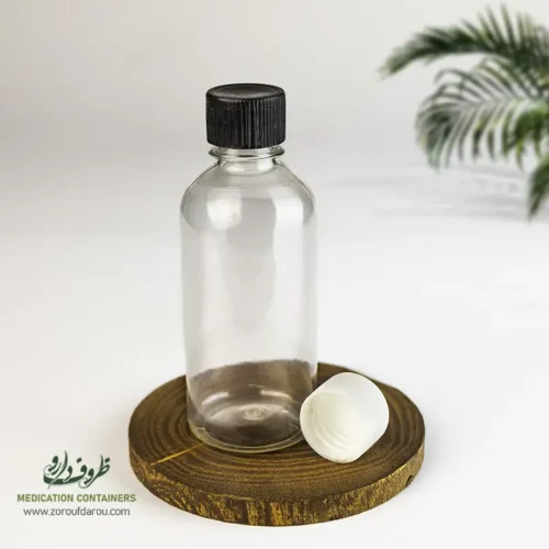 بطری پلاستیکی پت 60 سی سی گرد دهانه 18 شفاف درب پلاستیکی برای مواد مایع