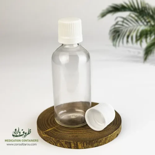 بطری پلاستیکی پت 60 سی سی گرد دهانه 18 شفاف درب کپ و دراپر برای مواد مایع رقیق