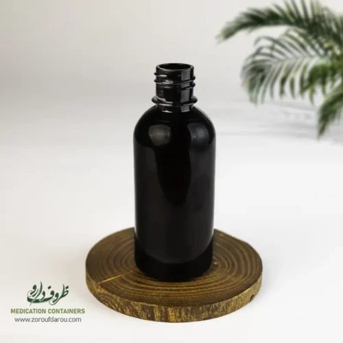 بطری پلاستیکی پت 60 سی سی گرد دهانه 18 قهوه ای بدون درب برای مواد مایع