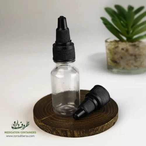 بطری پلاستیکی پت 18 سی سی گرد دهانه 18 شفاف درب تتویی مناسب برای انواع مایعات