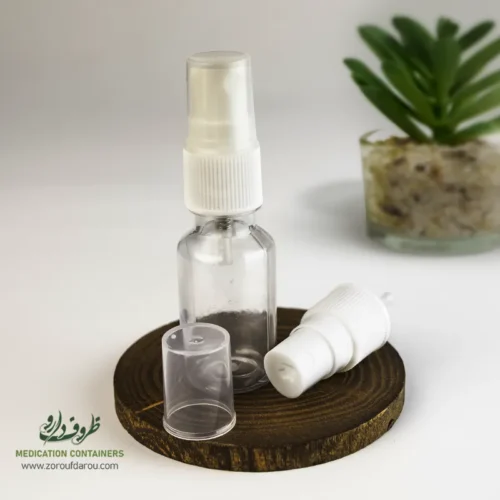 بطری پلاستیکی پت 18 سی سی گرد دهانه 18 شفاف پمپ اسپری رقیق پاش مناسب برای انواع مایعات