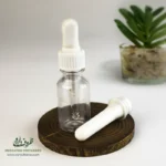 بطری پلاستیکی پت 18 سی سی گرد دهانه 18 شفاف میله قطره چکان سفید مناسب برای انواع مایعات