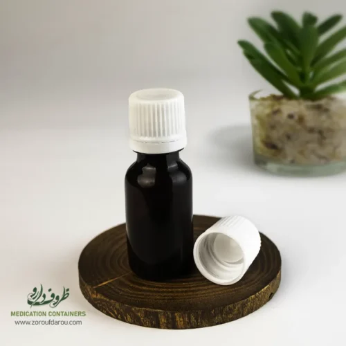 بطری پلاستیکی پت 18 سی سی گرد دهانه 18 قهوه ای کپ و دراپر مناسب برای انواع مایعات