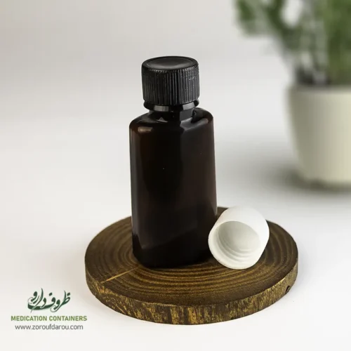 بطری-پلاستیکی-پت-30-سی-سی-آلفا-دهانه-18-قهوه-ای-درب-پلاستیکی-18-میلیمتری بطری پلاستیکی پت 30 سی سی آلفا دهانه 18 قهوه ای درب پلاستیکی مناسب برای مواد مایع