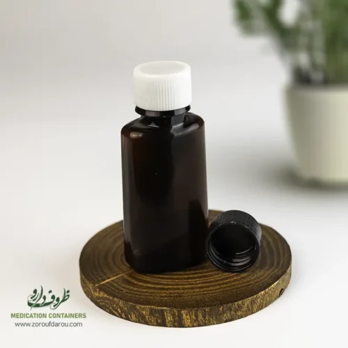 بطری-پلاستیکی-پت-30-سی-سی-آلفا-دهانه-18-قهوه-ای-درب-پلاستیکی بطری پلاستیکی پت 30 سی سی آلفا دهانه 18 قهوه ای درب پلاستیکی مناسب برای مواد مایع