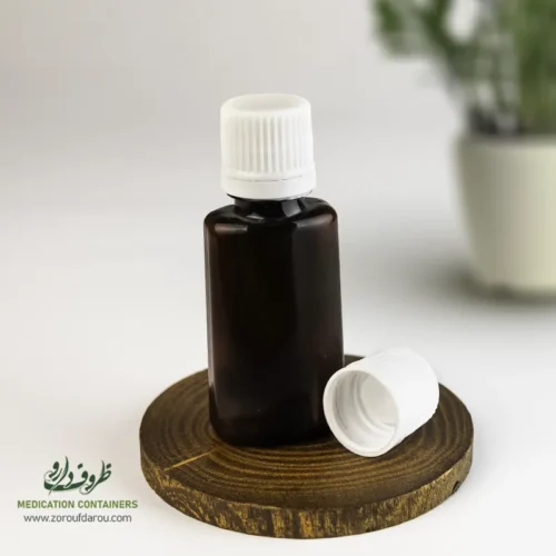 بطری-پلاستیکی-پت-30-سی-سی-آلفا-دهانه-18-قهوه-ای-درب-کپ-دراپر بطری پلاستیکی پت 30 سی سی آلفا دهانه 18 قهوه ای درب کپ و دراپر مناسب برای مواد مایع