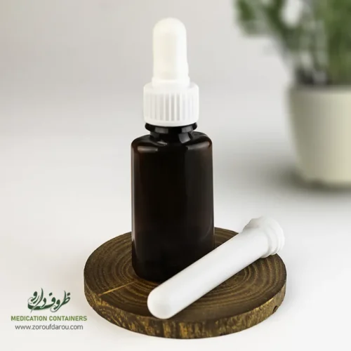 بطری-پلاستیکی-پت-30-سی-سی-آلفا-دهانه-18-قهوه-ای-میله-قطره-چکان بطری پلاستیکی پت 30 سی سی آلفا دهانه 18 قهوه ای درب میله قطره ای مناسب برای مواد مایع