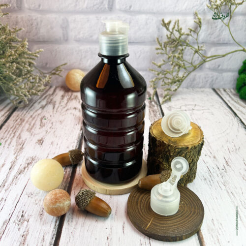 پت پلاستیکی 500 میلی لیتر استوانه ای قهوه ای خط دار