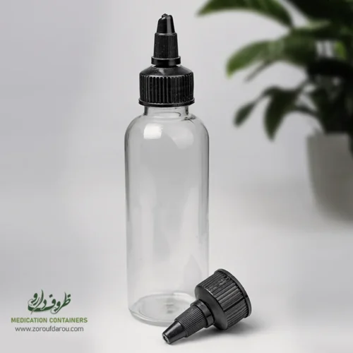 بطری پلاستیکی پت 120 سی سی گرد دهانه 24 درب تتو