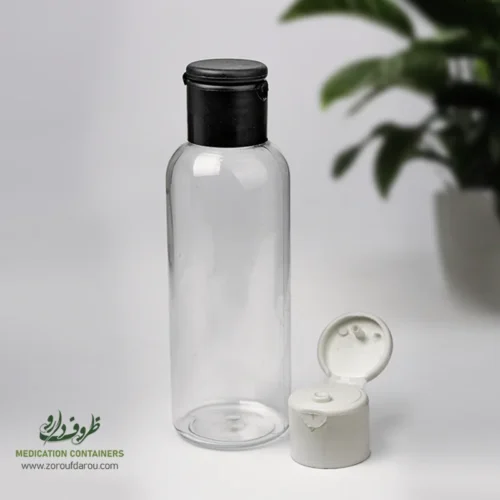 بطری پلاستیکی پت 120 سی سی گرد دهانه 24 درب شامپویی