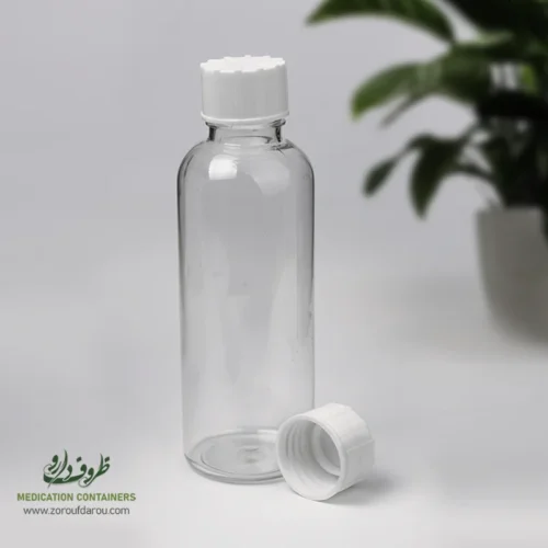 بطری پلاستیکی پت 120 سی سی گرد دهانه 24 درب پلاستیکی معمولی