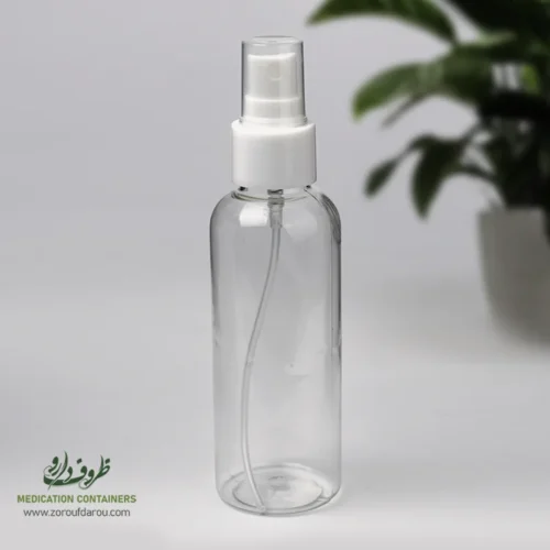 بطری پلاستیکی پت 120 سی سی گرد دهانه 24 پمپ اسپری رقیق پاش