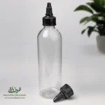 بطری پلاستیکی پت 240 سی سی گرد دهانه 24 شفاف با درب تتویی