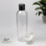 بطری پلاستیکی پت 240 سی سی گرد دهانه 24 شفاف با درب شامپویی