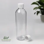 بطری پلاستیکی پت 240 سی سی گرد دهانه 24 شفاف با درب پلاستیکی