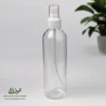 بطری پلاستیکی پت 240 سی سی گرد دهانه 24 شفاف با درب پمپ اسپری رقیق پاش